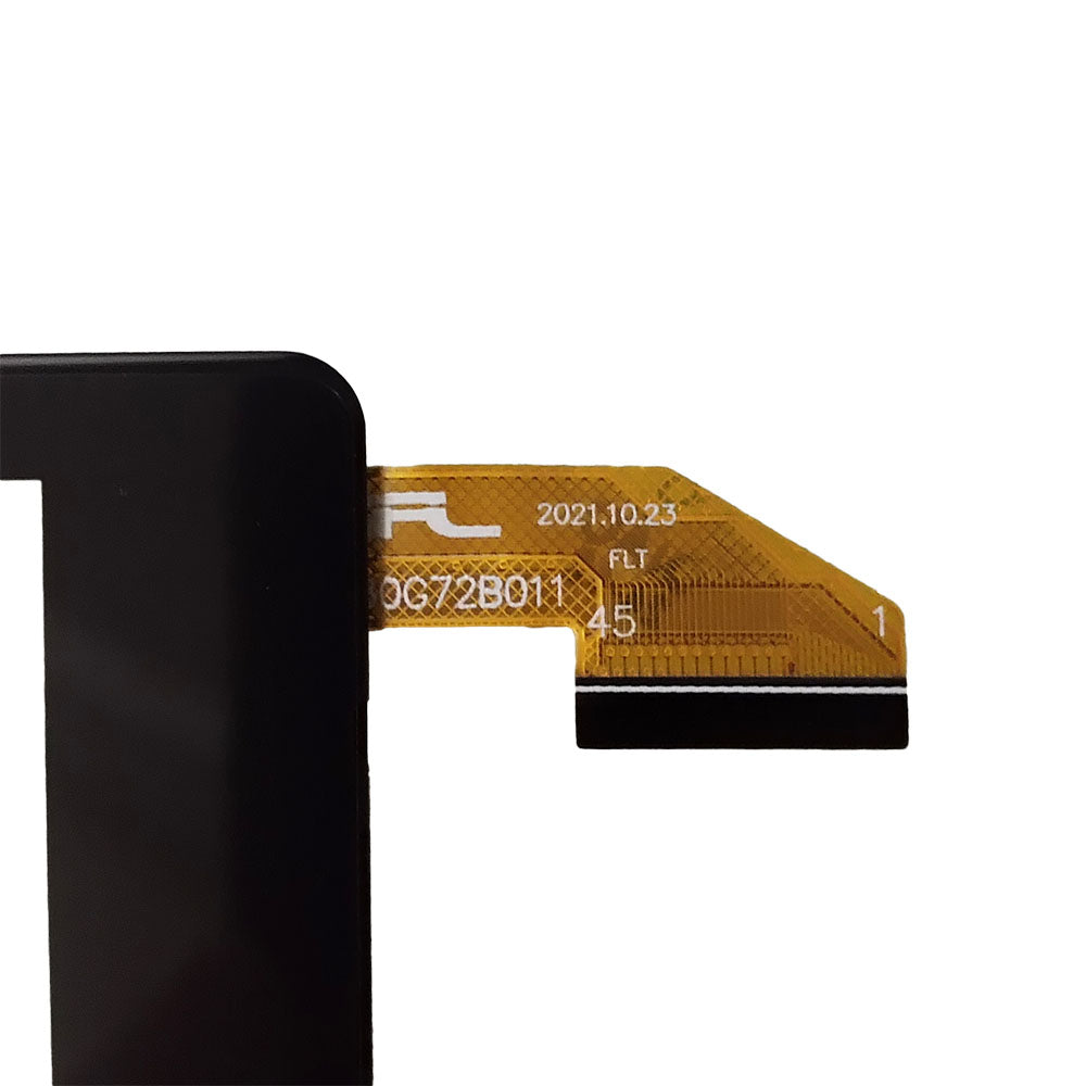 Close-up view of the internal flex cable showing the PX080G72B011 code to verify connector pins and hardware version