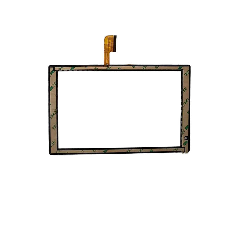 Back view of FF801 touch screen glass showing adhesive tape