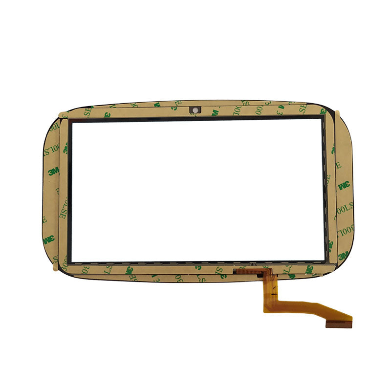Back view of XC-PG0700-378-FPC-A0 touch screen glass showing adhesive tape