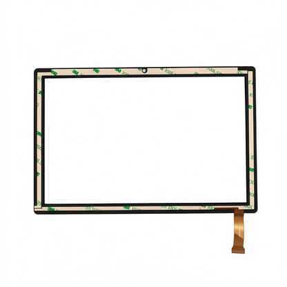 Back view of  Okaysea KT1006 touch screen glass showing adhesive tape