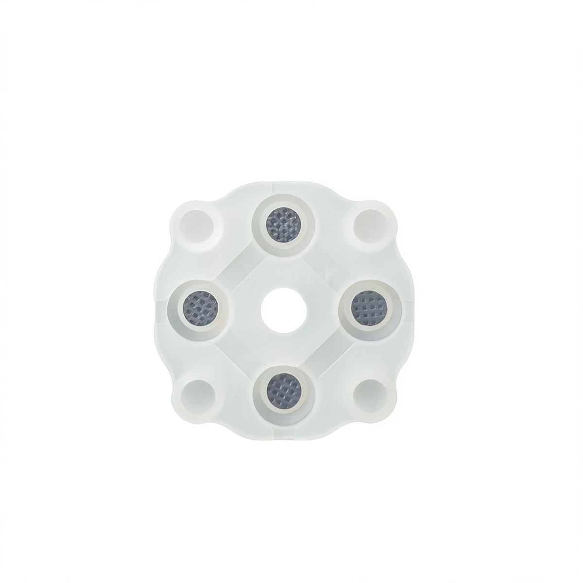 Back view of anbernic rg351mp conductive film showing alignment pins and backing