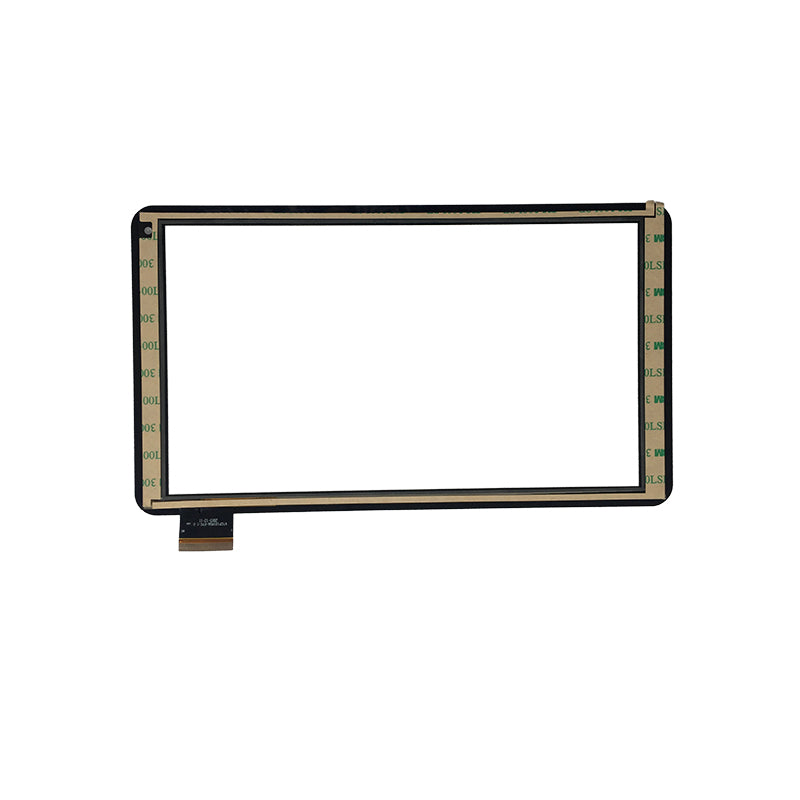Back view of FUSION5 149 touch screen glass showing adhesive tape